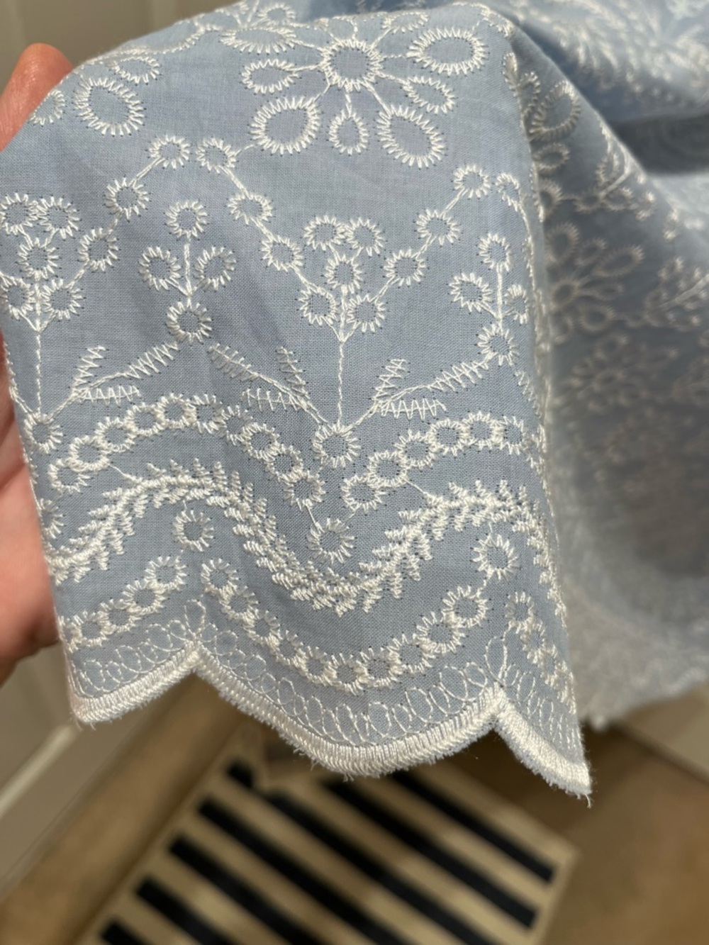 NWT LOFT Light Blue Maxi Skirt and Top with Lace Embroidery Scalloped Hem Set - Picture 8 of 16
